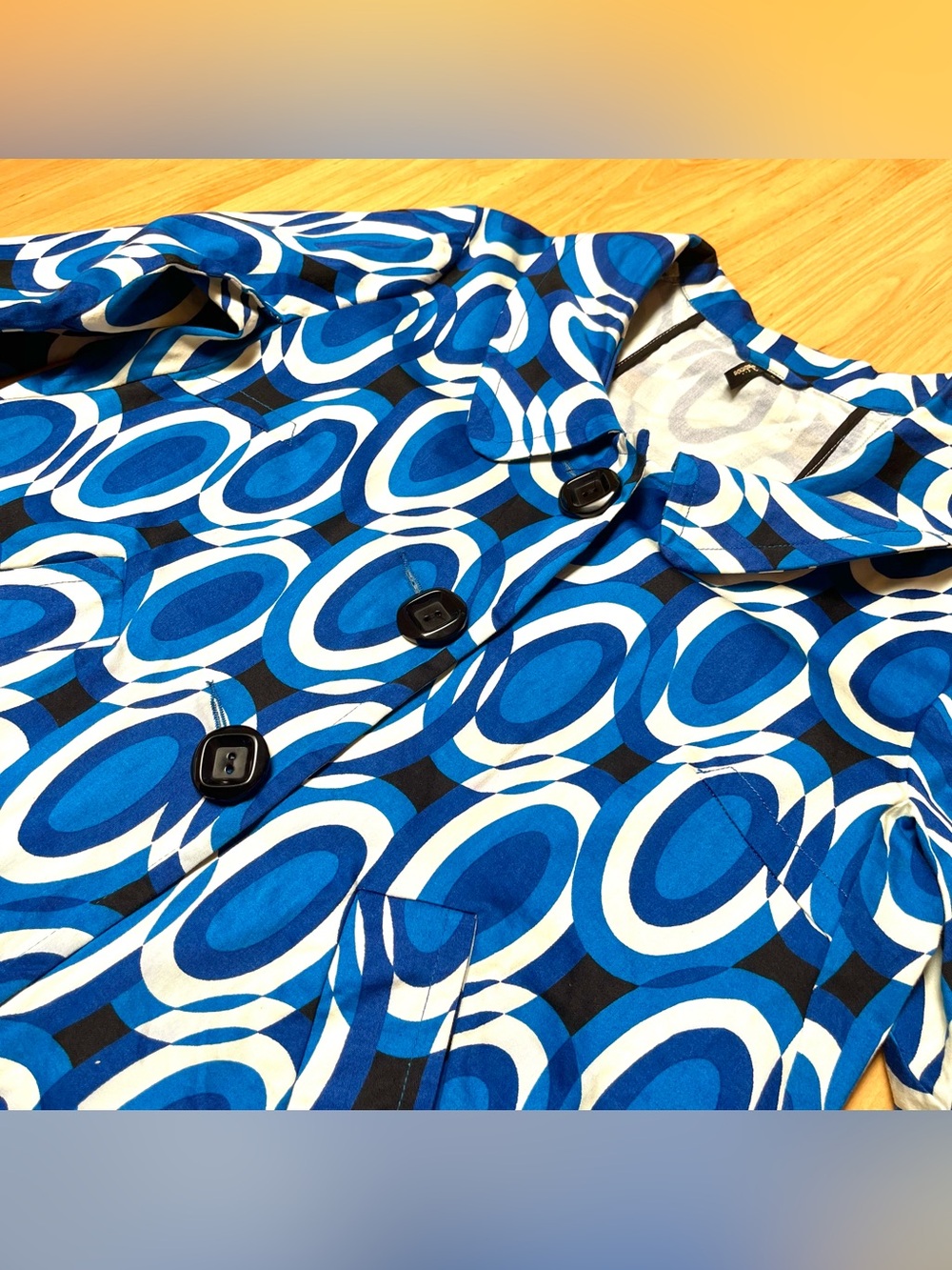 Abstract Pattern Light Pea Coat - Picture 4 of 6